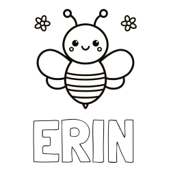 Online izdelana pobarvanka - Pobarvanka imena ERIN in otroška pobarvanka čebele