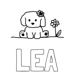 Online izdelana pobarvanka - Pobarvanka imena LEA in KUŽIKA