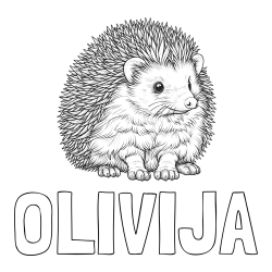 Online izdelana pobarvanka - Pobarvanka imena OLIVIJA in pobarvanka nasmejanega ježa