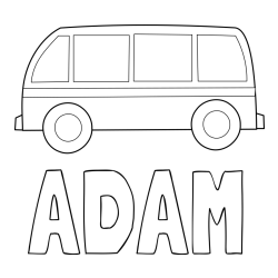 Online izdelana pobarvanka - Pobarvanka imena ADAM in avtobus