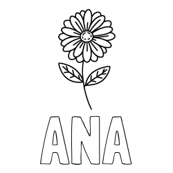 Pobarvanka imena ANA in pobarvanka rožice