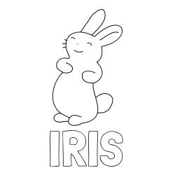 Online izdelana pobarvanka - Pobarvanka imena IRIS in pobarvanka nasmejanega zajčka