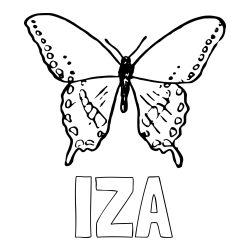 Online izdelana pobarvanka - Pobarvanka imena IZA in starejša in preprosta pobarvanka metulja