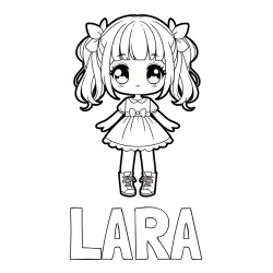 Online izdelana pobarvanka - Pobarvanka imena LARA in pobarvanka anime punčke