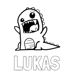 Online izdelana pobarvanka - Pobarvanka imena LUKAS in pobarvanka strašnega dinozavra