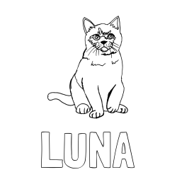 Online izdelana pobarvanka - Pobarvanka imena LUNA in pobarvanka lepe mucke