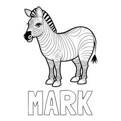 Online izdelana pobarvanka - Pobarvanka imena MARK in pobarvanka ljubke zebre