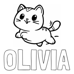 Online izdelana pobarvanka - Pobarvanka imena OLIVIA in pobarvanka prikupne mačke med tekom