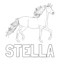 Online izdelana pobarvanka - Pobarvanka imena STELLA in samorog