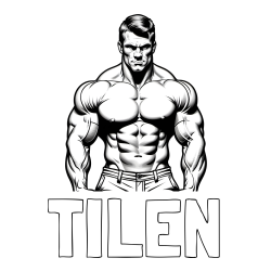 Online izdelana pobarvanka - Pobarvanka imena TILEN in pobarvanka bodybuilder-ja