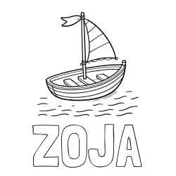 Online izdelana pobarvanka - Pobarvanka imena ZOJA in preprosta pobarvanka ladjice