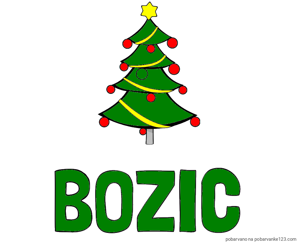 POBARVANA POBARVANKA - Pobarvanka imena BOZIC in božična smreka