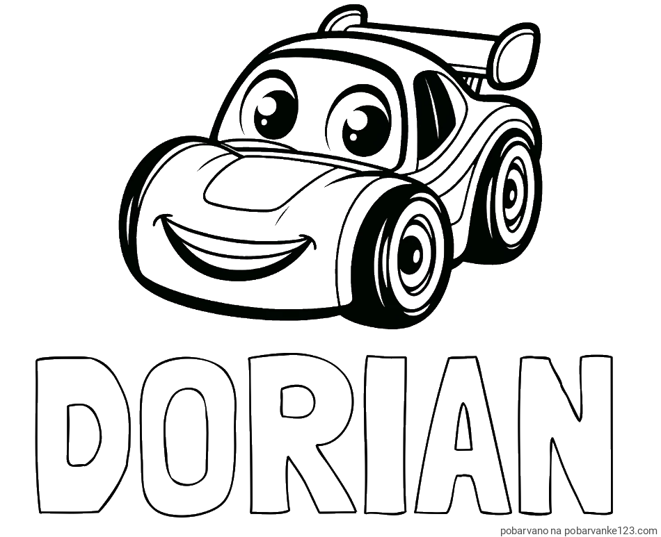 POBARVANA POBARVANKA - Pobarvanka imena DORIAN in pobarvanka otroškega avtomobila