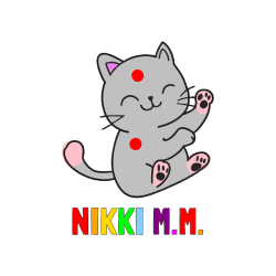 Pobarvana pobarvanka - Pobarvanka imena NIKKI M.M. in pobarvanka razigranega mucka