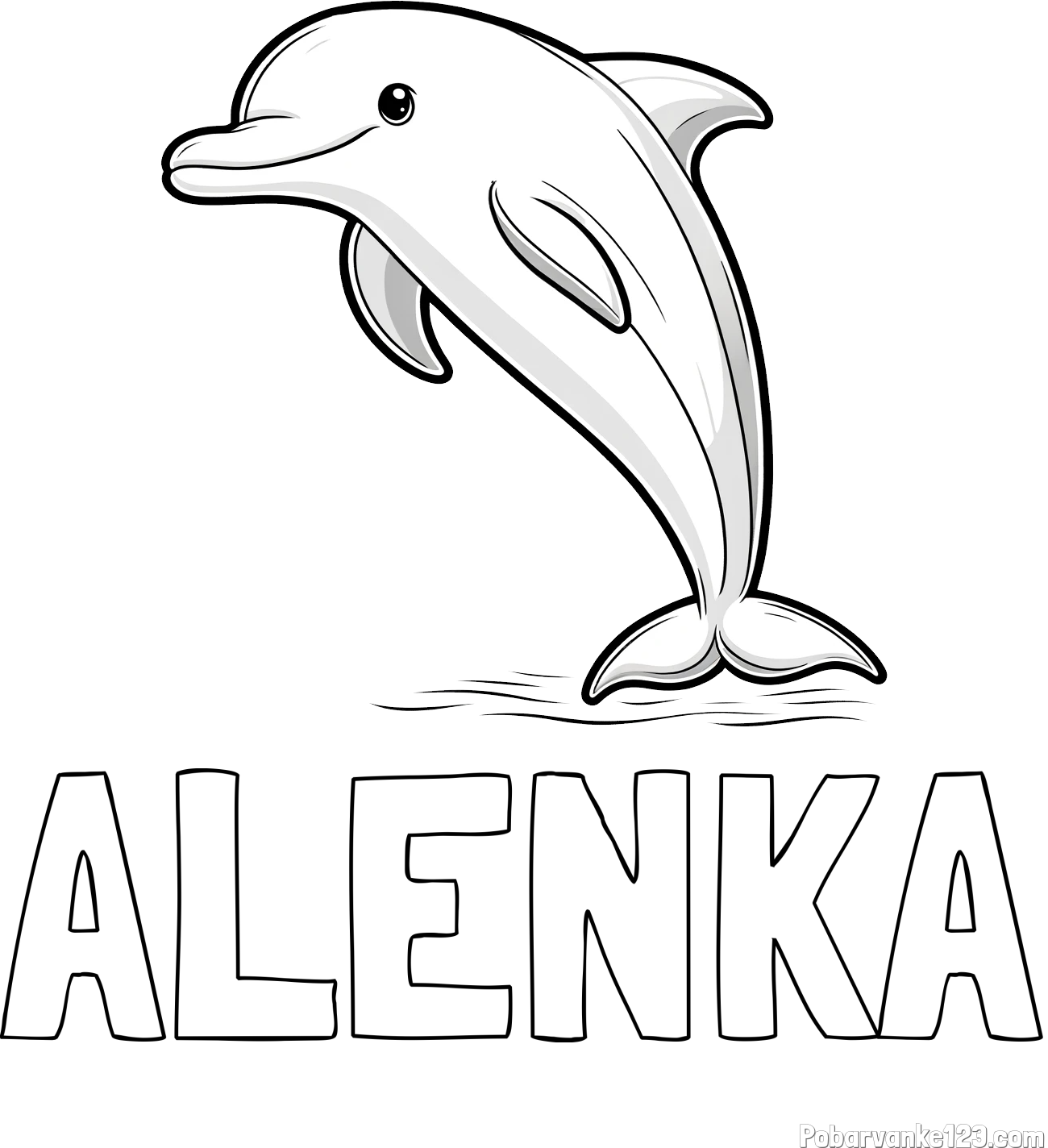 Pobarvanka imena ALENKA in pobarvanka delfina
