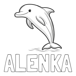 Online izdelana pobarvanka - Pobarvanka imena ALENKA in pobarvanka delfina