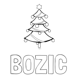 Online izdelana pobarvanka - Pobarvanka imena BOZIC in božična smreka