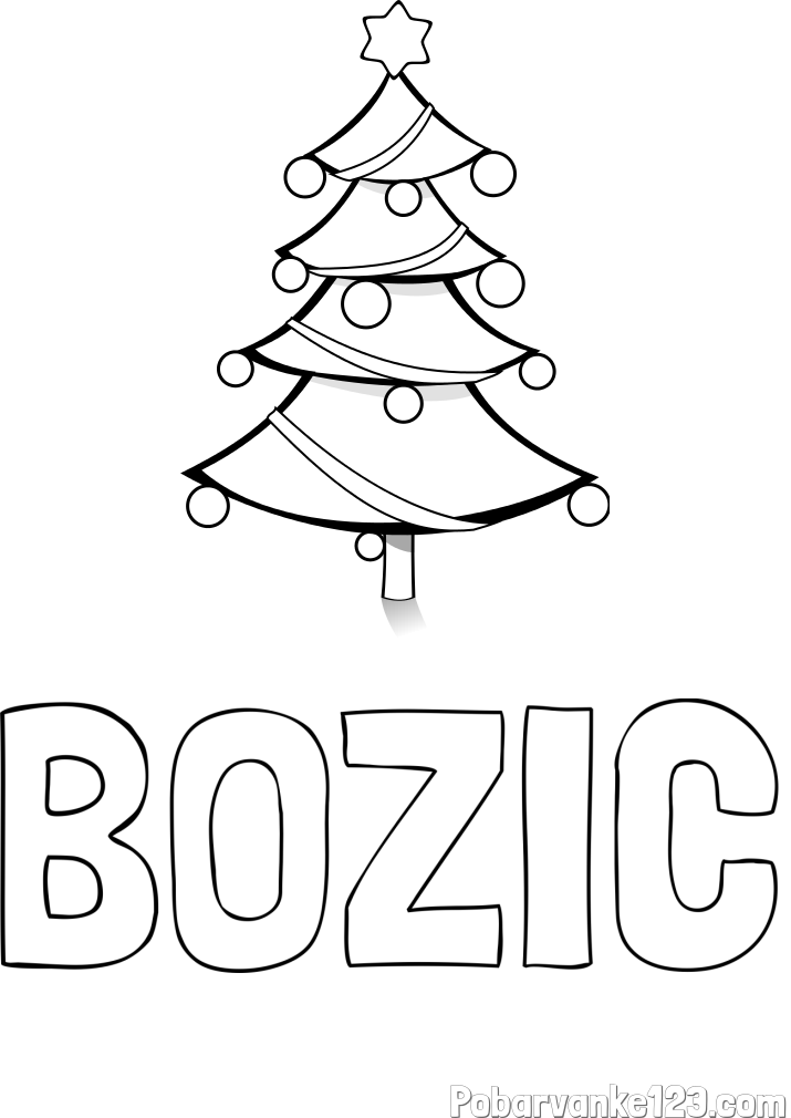Pobarvanka imena BOZIC in božična smreka