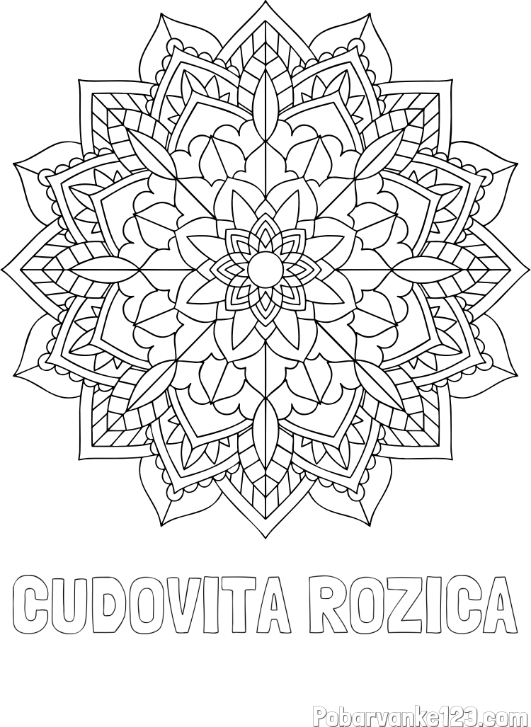 Pobarvanka imena ČUDOVITA ROŽICA in Čudovita pobarvanka mendale