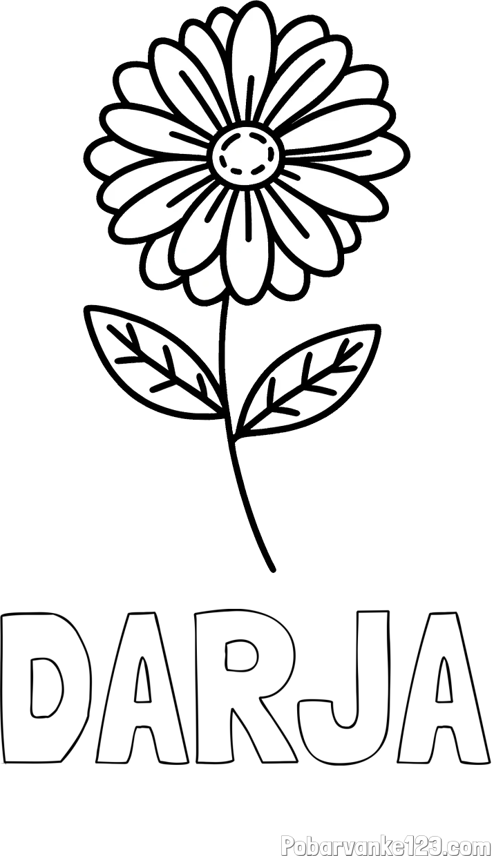 Pobarvanka imena DARJA in pobarvanka rožice