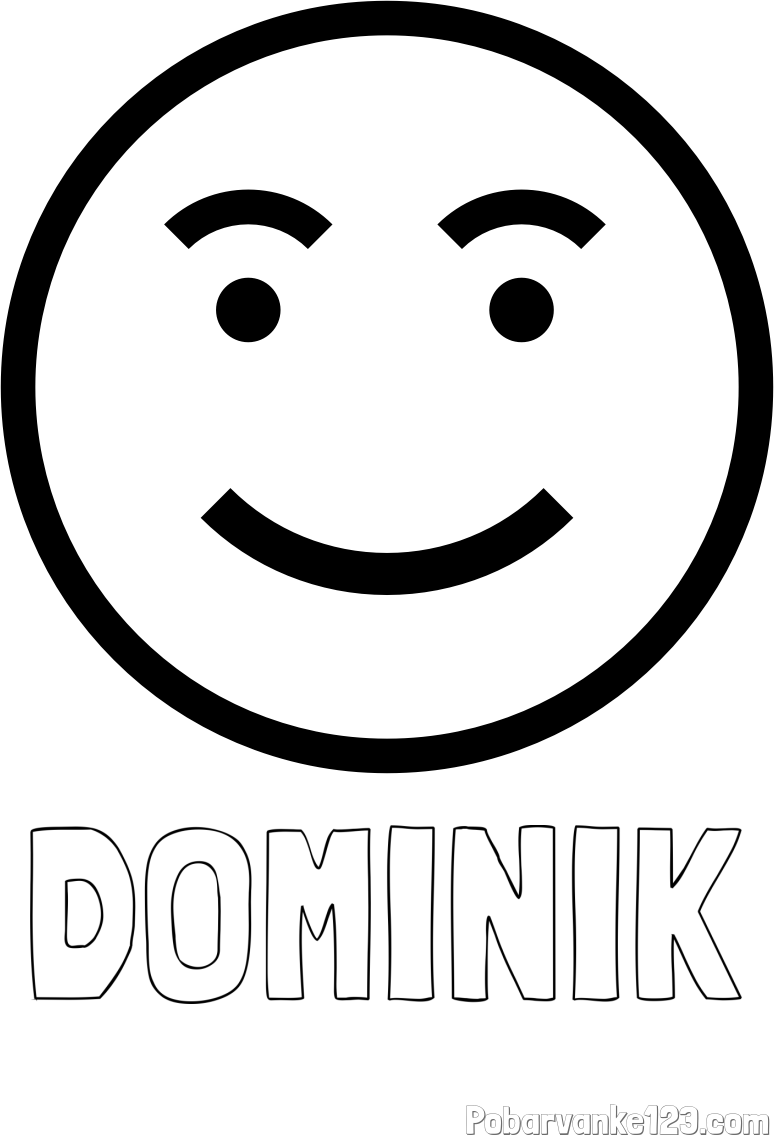 Pobarvanka imena DOMINIK in pobarvanka nasmejanega smeška