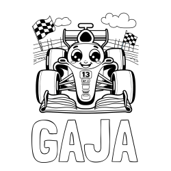 Online izdelana pobarvanka - Pobarvanka imena GAJA in otroška pobarvanka FORMULA 1