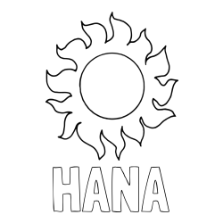 Online izdelana pobarvanka - Pobarvanka imena HANA in pobarvanka sonca