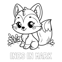 Online izdelana pobarvanka - Pobarvanka imena INES IN MARK in pobarvanka lisičke