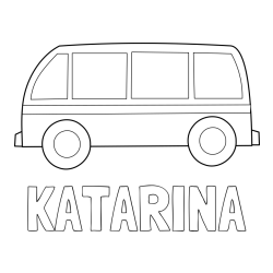 Online izdelana pobarvanka - Pobarvanka imena KATARINA in avtobus