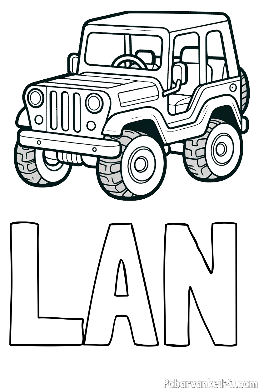 Pobarvanka imena LAN in preprosta pobarvanka jeep-a