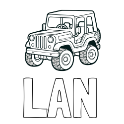 Online izdelana pobarvanka - Pobarvanka imena LAN in preprosta pobarvanka jeep-a