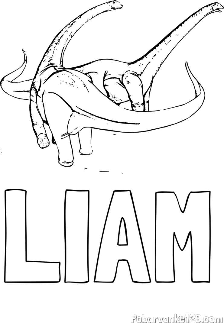 Pobarvanka imena LIAM in pobarvanka dinozavra Alamosaurus