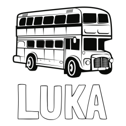 Online izdelana pobarvanka - Pobarvanka imena LUKA in pobarvanka dvonadstropnega avtobusa
