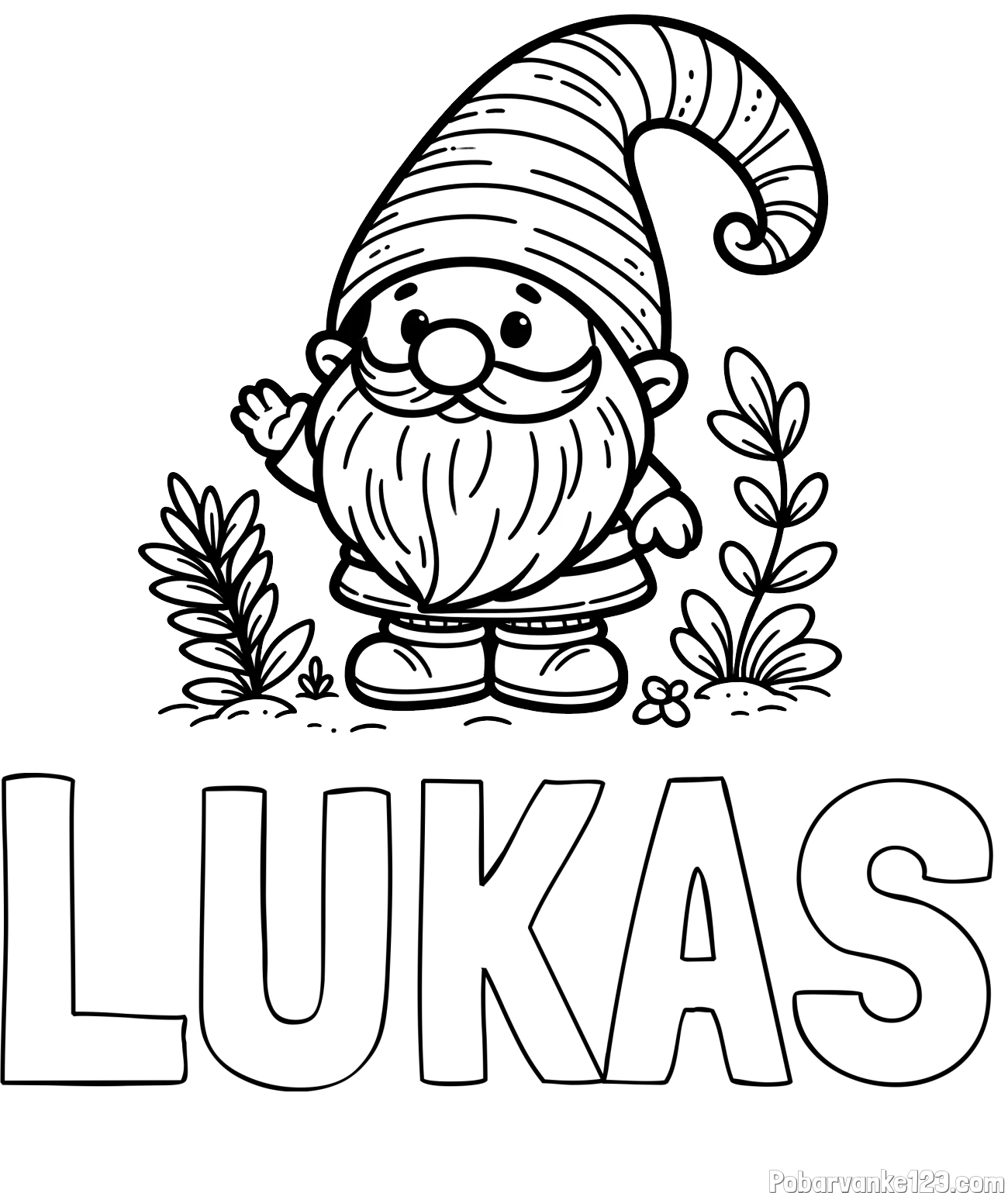 Pobarvanka imena LUKAS in pobarvanka prijaznega škrata oz. palčka