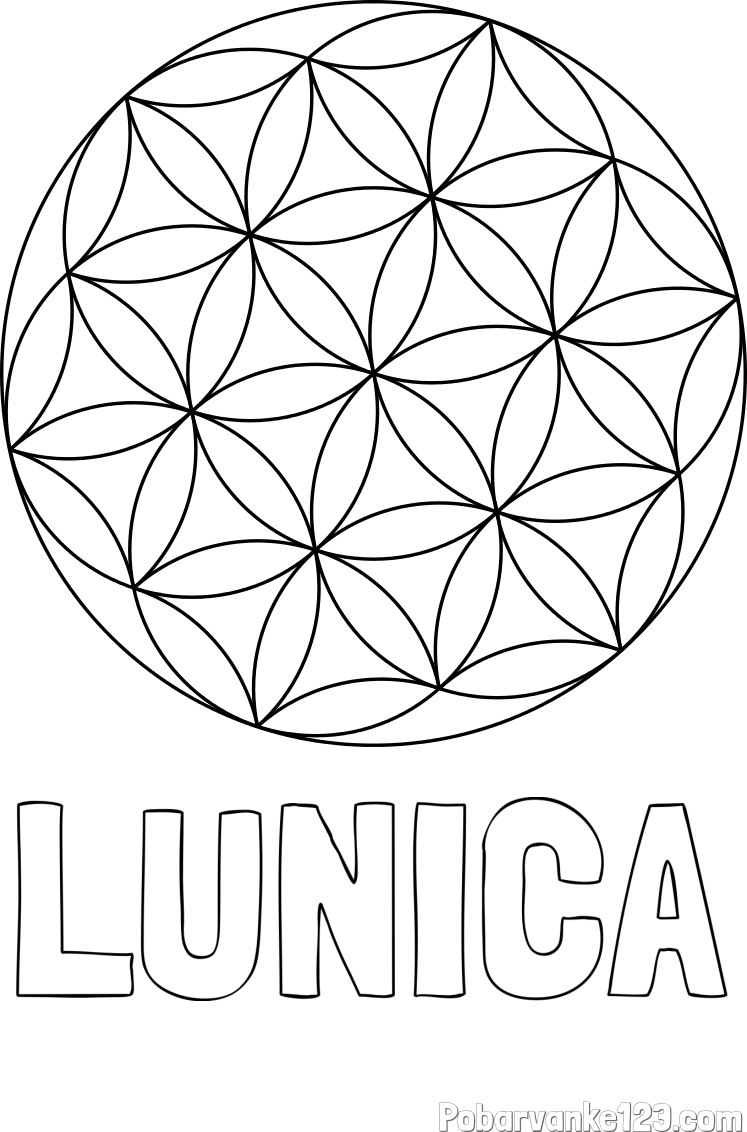 Pobarvanka imena LUNICA in mandale 2