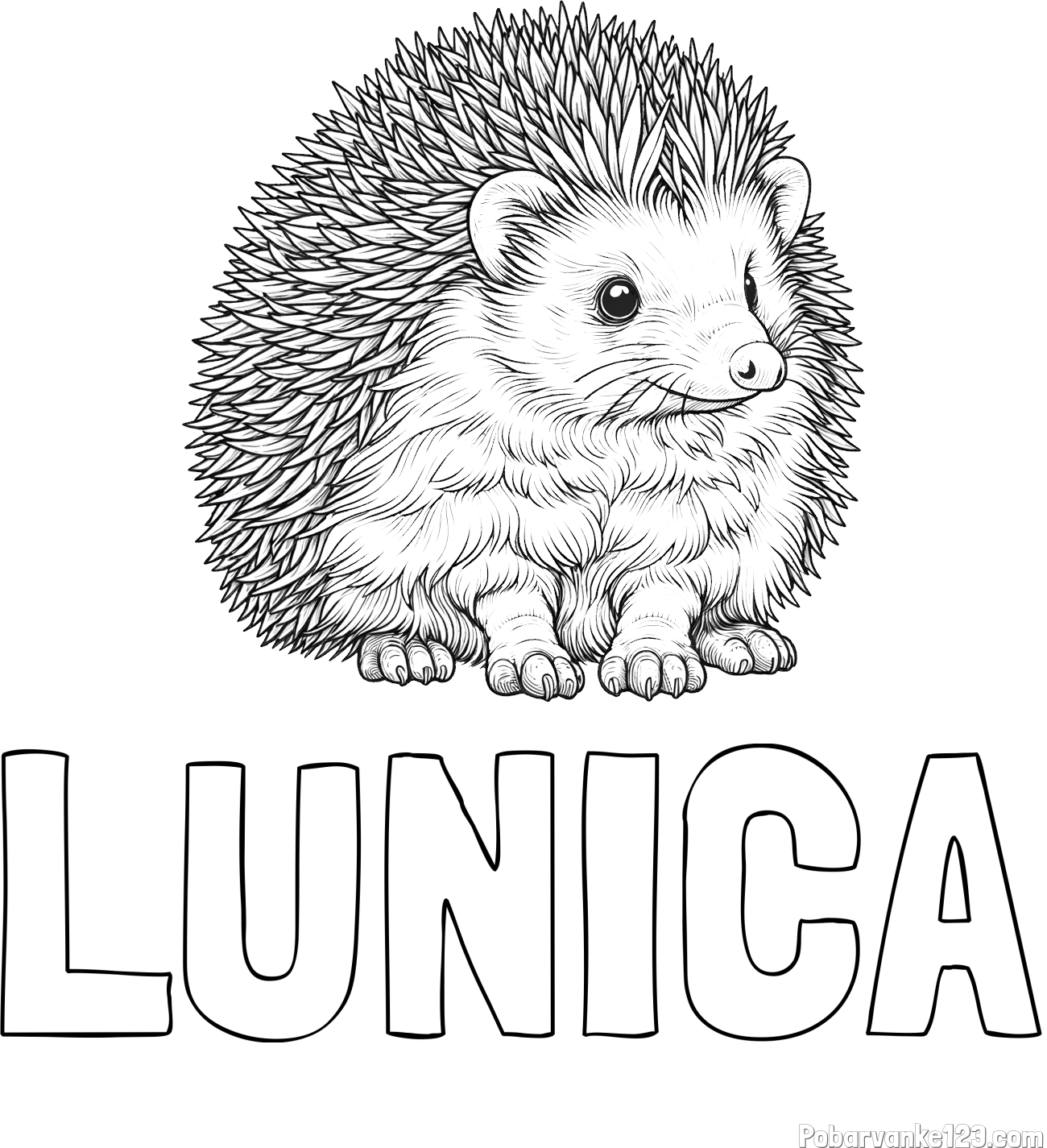 Pobarvanka imena LUNICA in pobarvanka nasmejanega ježa