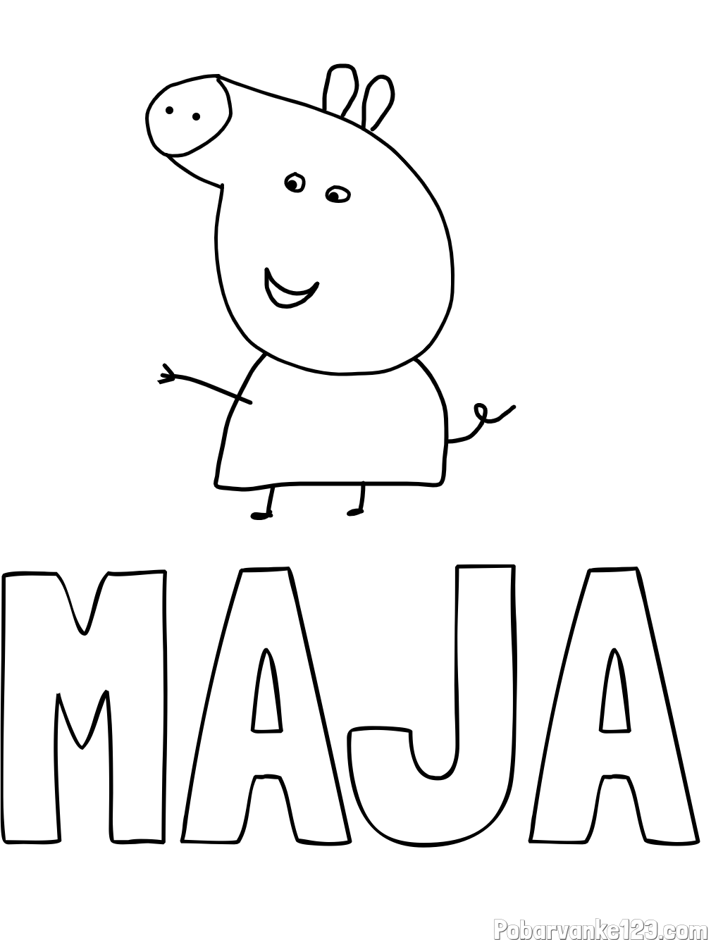 Pobarvanka imena MAJA in pobarvanka pujse PEPE 🐽