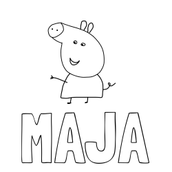 Online izdelana pobarvanka - Pobarvanka imena MAJA in pobarvanka pujse PEPE 🐽