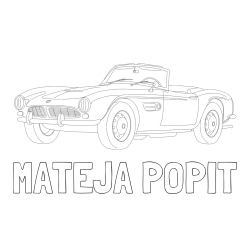 Online izdelana pobarvanka - Pobarvanka imena MATEJA POPIT in pobarvnaka starega BMW