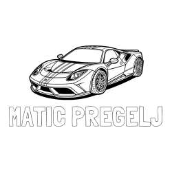 Online izdelana pobarvanka - Pobarvanka imena MATIC PREGELJ in pobarvanka čudovitega športnega avtomobila