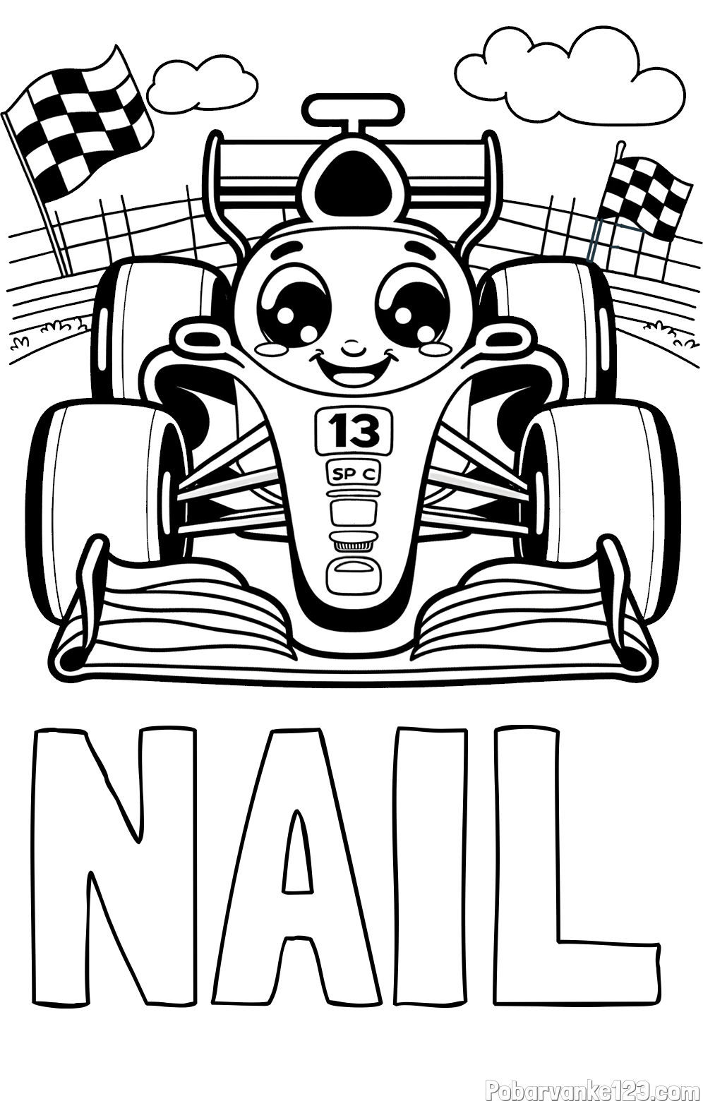 Pobarvanka imena NAIL in otroška pobarvanka FORMULA 1