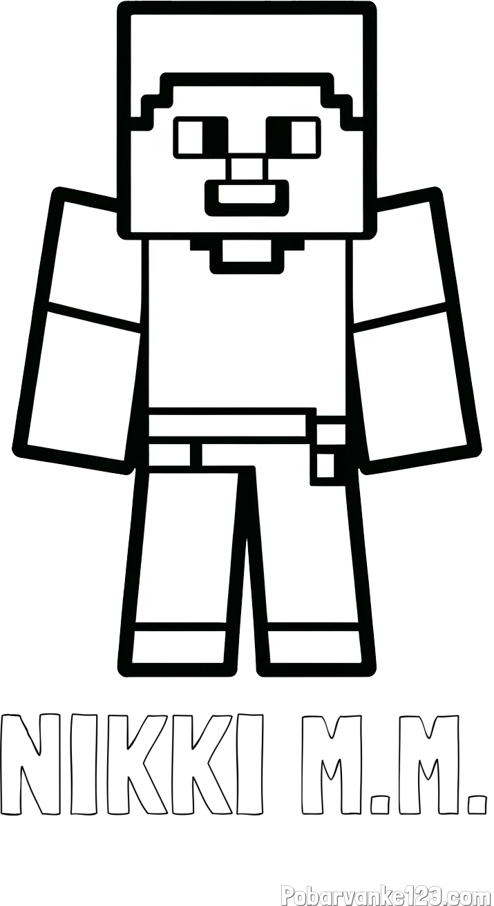 Pobarvanka imena NIKKI M.M. in pobarvanka Minecraft figurice