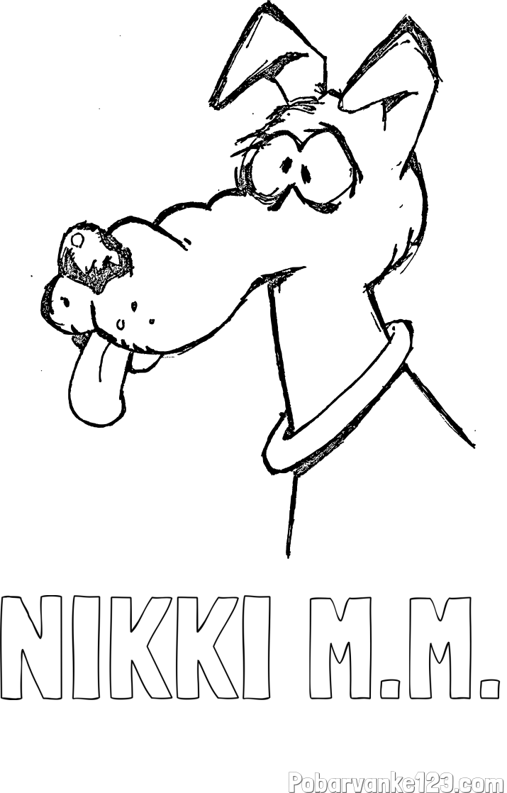 Pobarvanka imena NIKKI M.M. in pobarvanka smešnega kužka