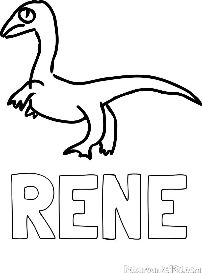 Pobarvanka imena RENE in pobarvanka žalostnega dinozavra