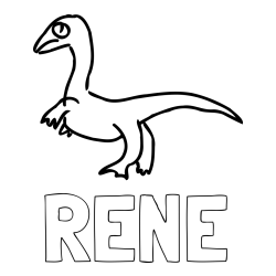 Online izdelana pobarvanka - Pobarvanka imena RENE in pobarvanka žalostnega dinozavra