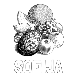 Online izdelana pobarvanka - Pobarvanka imena SOFIJA in pobarvanka sadja (ananas, melona, jabolka, kivi, grozdje, pomaranča...)