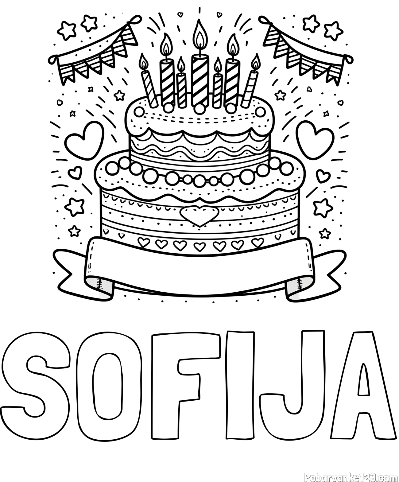 Pobarvanka imena SOFIJA in pobarvanka velike torte za rojstni dan