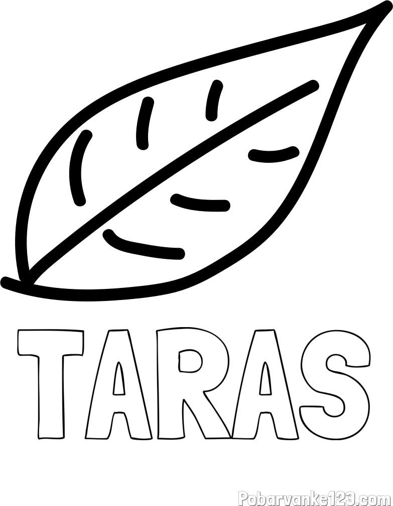 Pobarvanka imena TARAS in otroška pobarvanka jesenskega lista