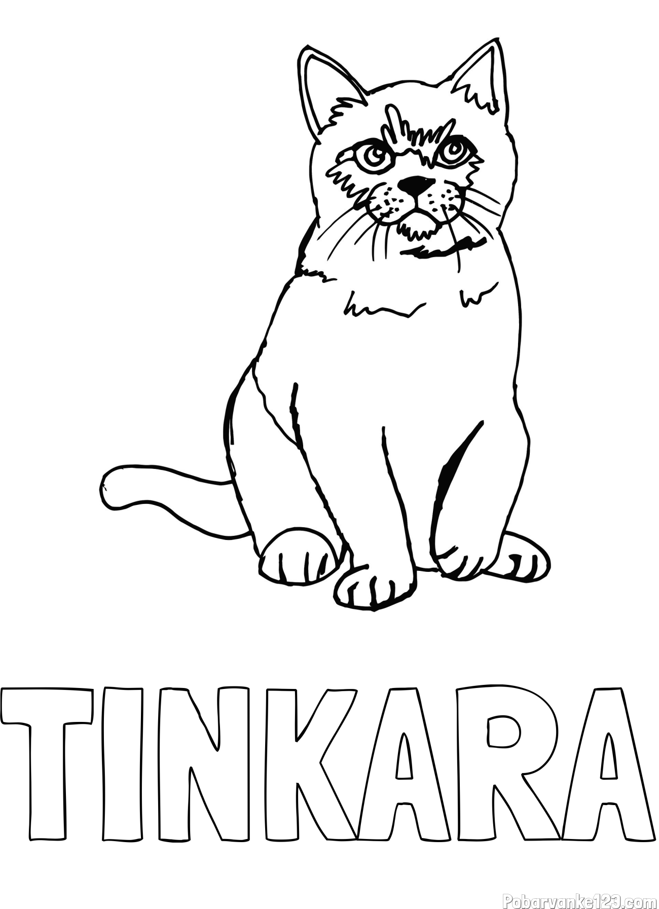 Pobarvanka imena TINKARA in pobarvanka lepe mucke