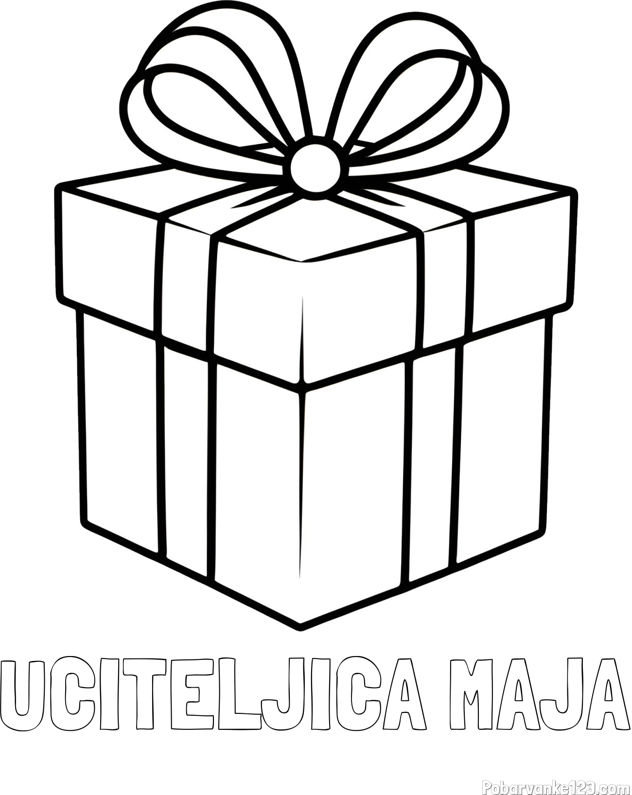 Pobarvanka imena UČITELJICA MAJA in pobarvanka preprostega darila